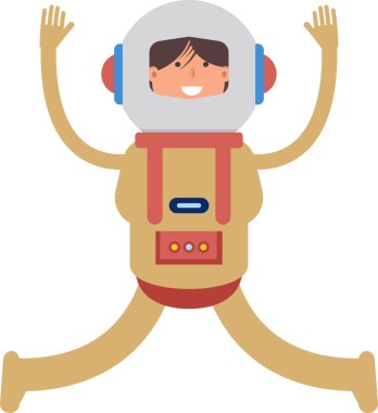 Astronot Karakteri Rahatlatıcı ve Sıçrayan Resimler