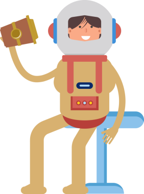 Astronot Karakteri Kahve İçiyor