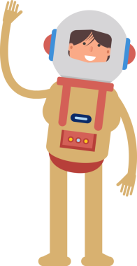 Astronot Karakteri Tek Elini Kaldırıyor