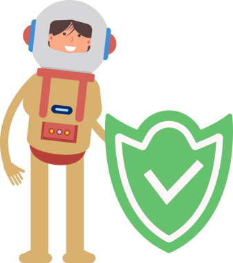 Astronot Karakteri ve İşaretleme Kalkanı