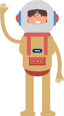 Astronot Karakteri Selamlama İllüstrasyonu