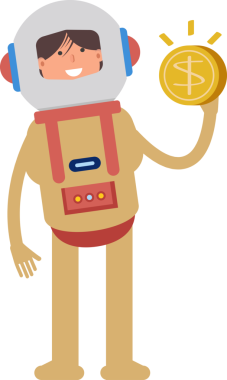 Astronot Karakteri Bir Dolarlık Para Tutuyor