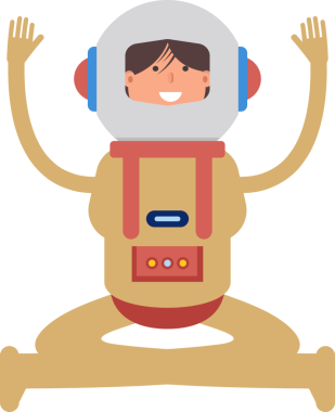 Astronot Oturan Çizim Karakteri