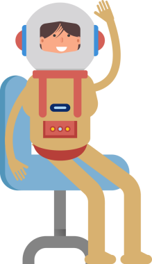 Astronot Karakteri Sandalyede Oturuyor