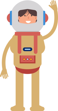 Astronot Karakteri Yükselen El İllüstrasyonu