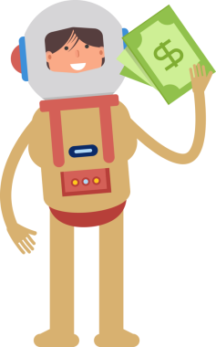 Astronot Karakteri Dolarlık Banknotlar Tutuyor