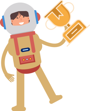 Astronot Karakteri Uzay Silahı Tutuyor