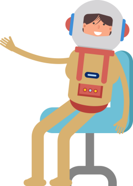 Ofis Sandalyesinde Oturan Astronot Karakteri