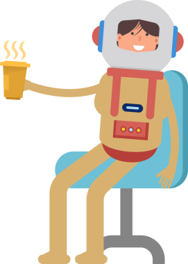 Astronot Karakteri Kahve İçiyor