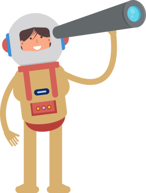 Dürbün kullanan Astronot Karakteri