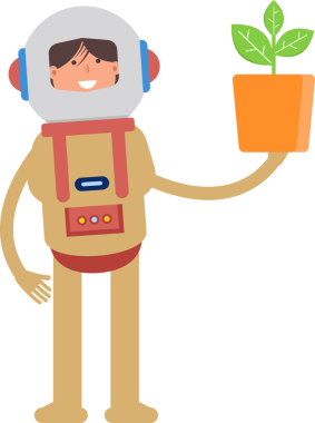 Astronot Karakteri Bitki Saksısı