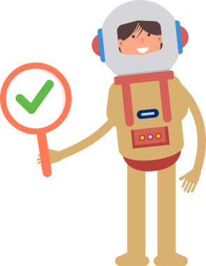 Astronot Karakteri Denetim İşaretini Gösteriyor