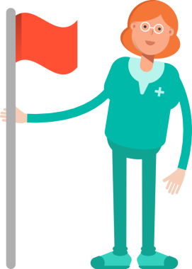 Kadın Doktor Karakteri Bayrak Direğiyle Duruyor