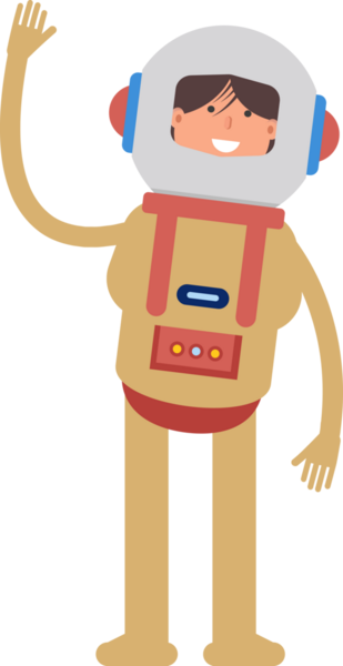 Astronot Karakteri Tek Elini Kaldırıyor