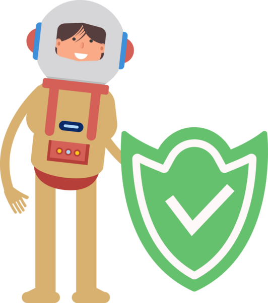 Astronot Karakteri ve İşaretleme Kalkanı