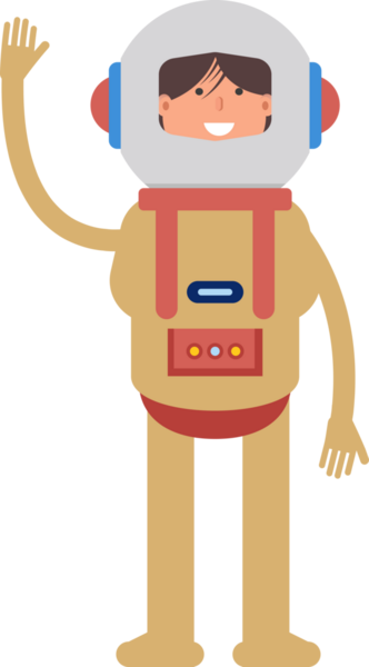 Astronot Karakteri Selamlama İllüstrasyonu