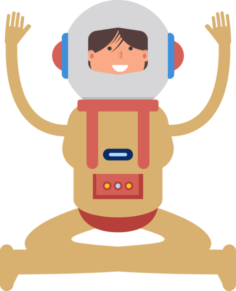 Astronot Oturan Çizim Karakteri