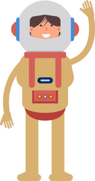 Astronot Karakteri Yükselen El İllüstrasyonu