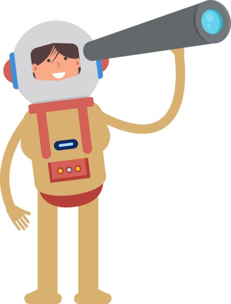 Dürbün kullanan Astronot Karakteri