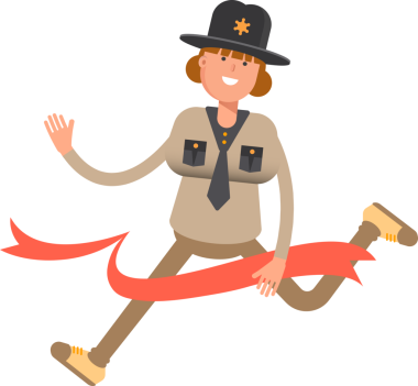 Bitiş çizgisinde koşan Kadın Şerif Karakteri