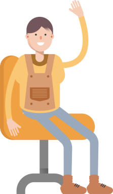 Çocuk Karakteri Sandalyede Oturuyor