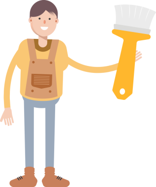 Erkek Karakteri Boyama Fırçası İllüstrasyonu