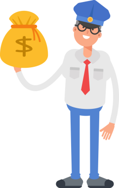 Postacı Karakteri Dolar Çuvalı Tutuyor