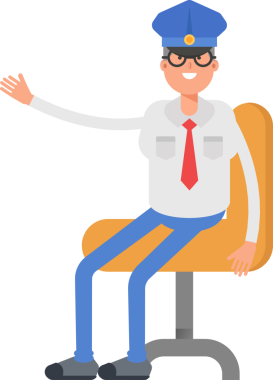 Postacı Karakteri Ofis Sandalyesinde Oturuyor