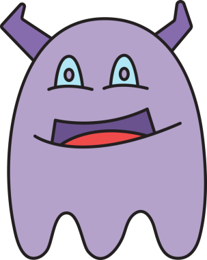 Boynuzlu Mor Canavar İllüstrasyon Clipart