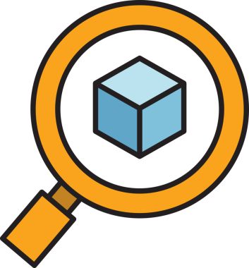 Büyütme cam tarama küp simgesi Clipart