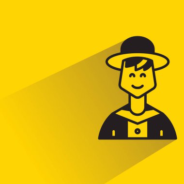 Sarı arka planda gölgesi olan adam avatarı