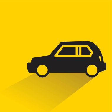 Sarı arkaplanda gölgesi olan araba simgesi