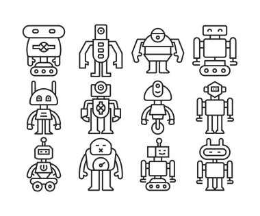 Robot karakterler vektör çizgisi resimlemesini ayarlar