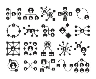 insanlar ağ ağı ve insanları bağlayan diyagram çizgi simgeleri belirlendi