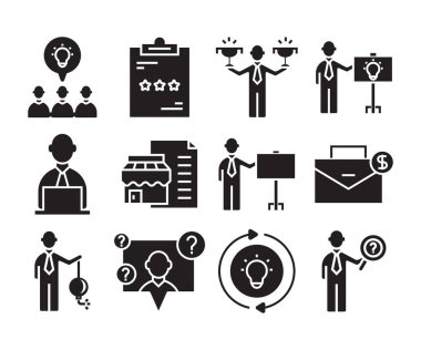 iş yönetimi simgeleri illüstrasyon ayarladı