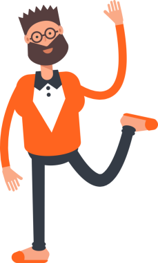 Turuncu Takım Elbiseli Sakallı Adam Rahatlatıcı Çizim