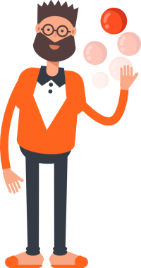 Turuncu Takım Elbiseli Sakallı Adam Top Oynuyor