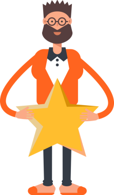 Turuncu Takım Elbiseli Sakallı Adam Tutucu Yıldız