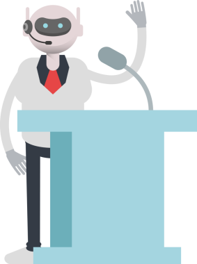 Operatör Robot Karakteri Kürsüde Konuşuyor