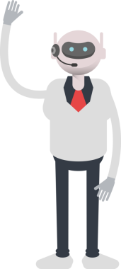 Operatör Robot Karakteri Tek Elini Kaldırıyor