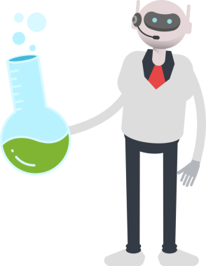 Operatör Robot Karakter Tutucu Laboratuar Şişesi