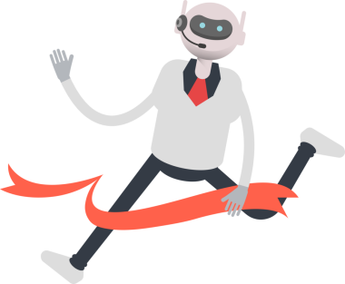 Bitiş çizgisinde çalışan Operatör Robot Karakteri