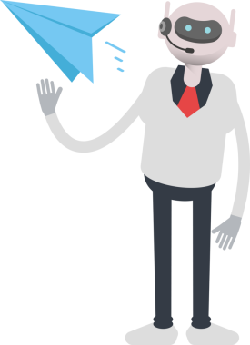 Operatör Robot Karakteri Kağıt Uçak Tutma