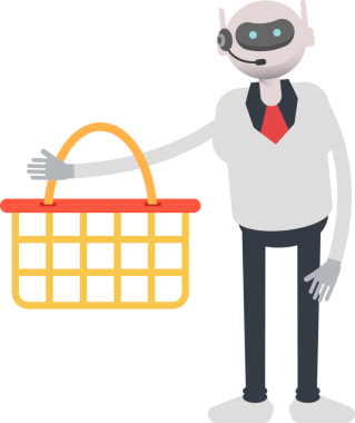 Operatör Robot Karakteri Alışveriş Sepeti