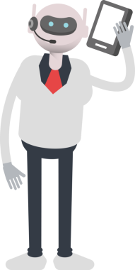 Operatör Robot Karakteri Akıllı Telefonla Konuşuyor