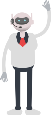 Operatör Robot Karakteri Yükselen El İllüstrasyonu