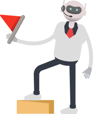 Operatör Robot Karakteri Bayrak Tutma