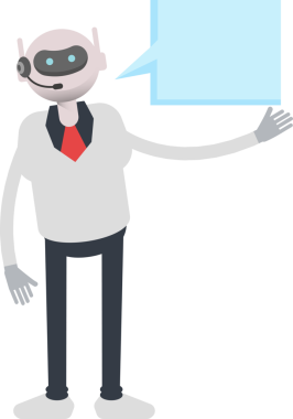 Operatör Robot Karakteri ve Konuşma Baloncuğu