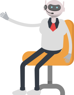 Ofis Sandalyesinde oturan Operatör Robot Karakteri