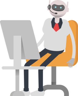 Masaüstünde Çalışan Operatör Robot Karakteri